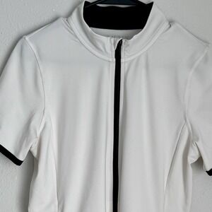 Lauren Ralph Lauren Woman M Active White Zip‎ Up Performance Short Sleeve Shirt